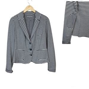 People Like Frank Striped Knit Elbow Patch Button Front Blazer Size Medium